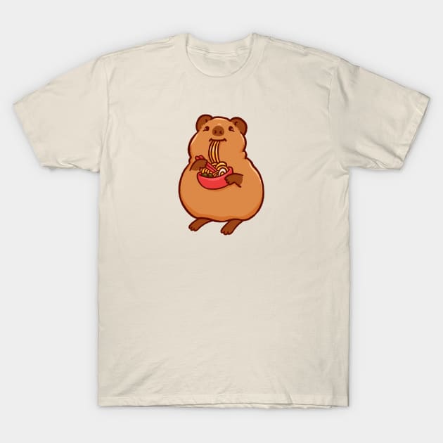 Cute quokka eating ramen noodles T-Shirt by Tinyarts